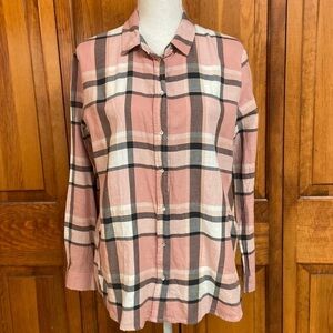 H & M Plaid Cotton Button Down Shirt Size 8